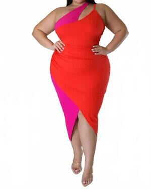 NEW GOOD TIME USA gennie from the block midi dress - plus in pink